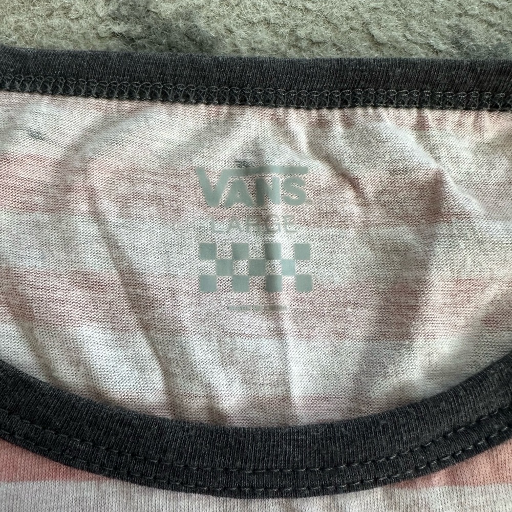 Vans Black and Pink Striped Tee
